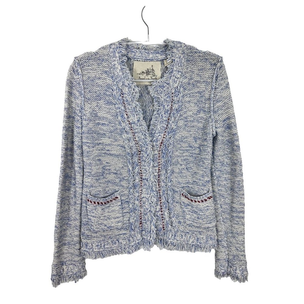 Angels of the North Woman's Small Two-Toned marbled blue white Woven Blazer